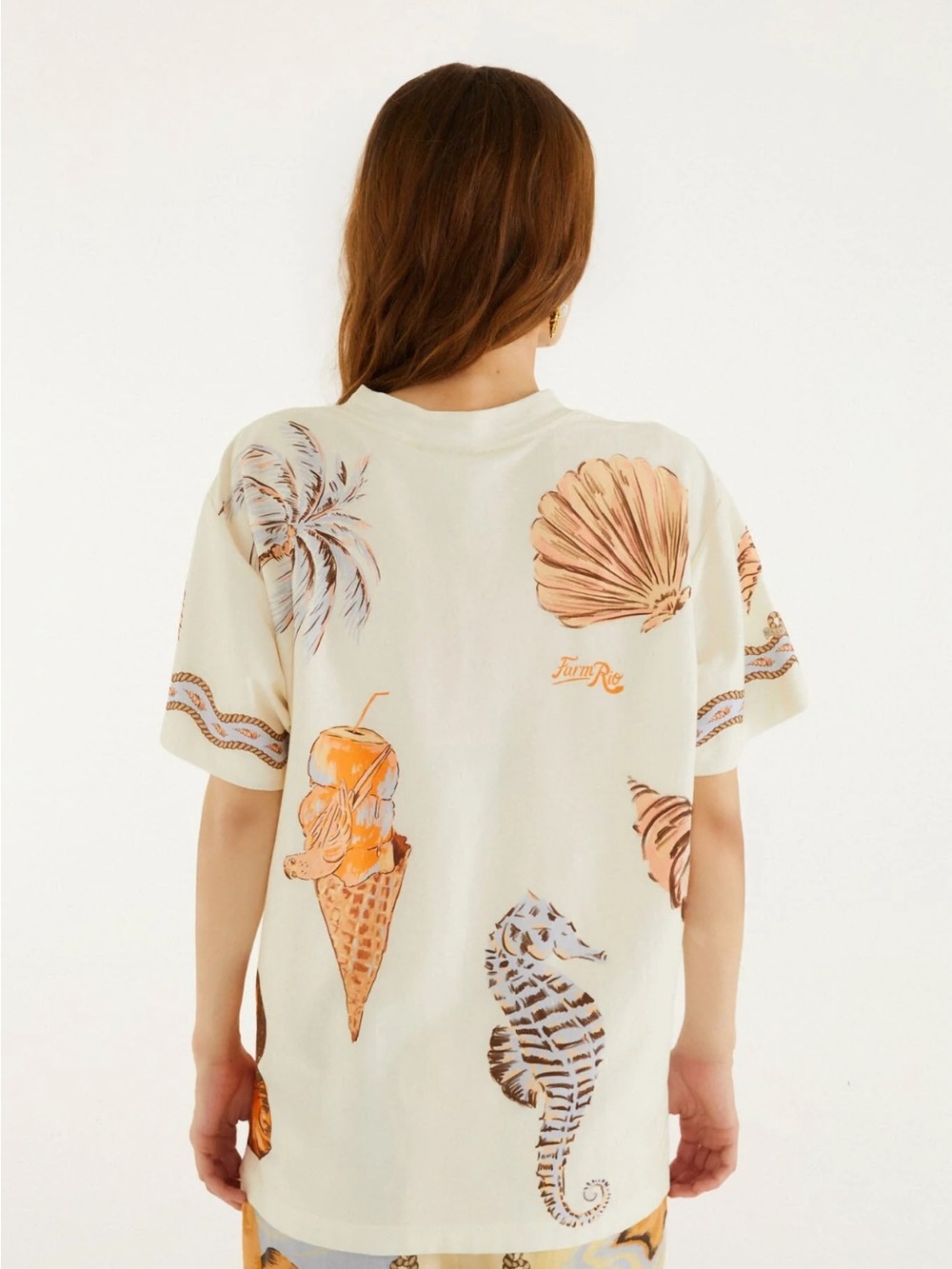FARM Rio Cream Shell-Print Short Sleeve Tee - Picture 3 of 3
